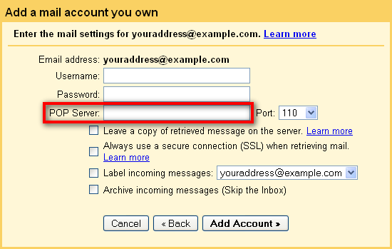 pop3 settings for verizon email